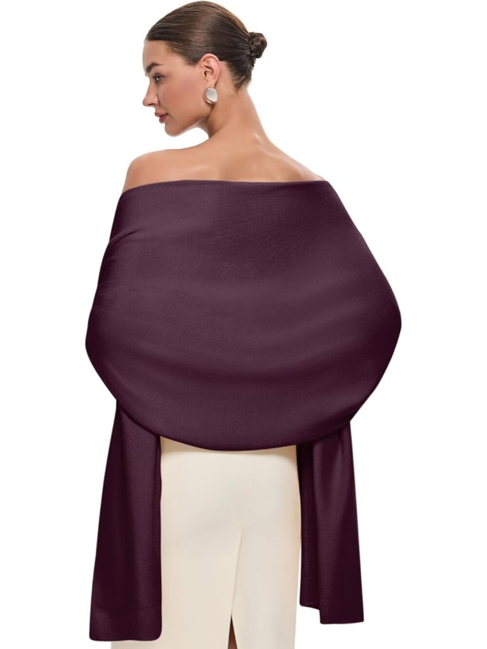 〽️Women's Pashmina Shawl Burgundy Viscose Wedding Bridal Winter Shoulder Wrap